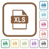XLS file format simple icons in color rounded square frames on white background - XLS file format simple icons