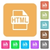 HTML file format rounded square flat icons - HTML file format flat icons on rounded square vivid color backgrounds.