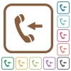 Incoming call simple icons - Incoming call simple icons in color rounded square frames on white background