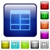 Spreadsheet vertically merge table cells color square button - Spreadsheet vertically merge table cells icons in rounded square color glossy button set