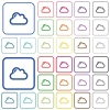 Cloud outlined flat color icons - Cloud color flat icons in rounded square frames. Thin and thick versions included.