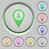 Church GPS map location push buttons - Church GPS map location color icons on sunk push buttons