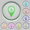 Church GPS map location color icons on sunk push buttons - Church GPS map location push buttons