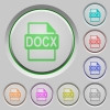 DOCX file format push buttons - DOCX file format color icons on sunk push buttons