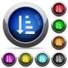 Ascending ordered list round glossy buttons - Ascending ordered list icons in round glossy buttons with steel frames