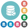 Database table relations flat white icons on round color backgrounds - Database table relations flat round icons