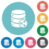 Database table relations flat round icons - Database table relations flat white icons on round color backgrounds