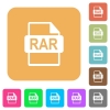 RAR file format rounded square flat icons - RAR file format flat icons on rounded square vivid color backgrounds.