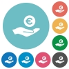 Euro earnings flat white icons on round color backgrounds - Euro earnings flat round icons