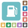 Gas station white flat icons on color rounded square backgrounds - Gas station rounded square flat icons