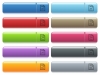 Report with graph engraved style icons on long, rectangular, glossy color menu buttons. Available copyspaces for menu captions. - Report with graph icons on color glossy, rectangular menu bu