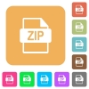 ZIP file format flat icons on rounded square vivid color backgrounds. - ZIP file format rounded square flat icons