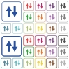 Data traffic outlined flat color icons - Data traffic color flat icons in rounded square frames. Thin and thick versions included.