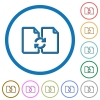 Swap documents icons with shadows and outlines - Swap documents flat color vector icons with shadows in round outlines on white background