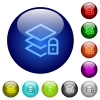 Locked layers color glass buttons - Locked layers icons on round color glass buttons