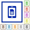 Mobile simcard flat color icons in square frames on white background - Mobile simcard flat framed icons