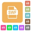 SWF file format rounded square flat icons - SWF file format flat icons on rounded square vivid color backgrounds.