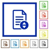 Document scrolling flat color icons in square frames on white background - Document scrolling flat framed icons