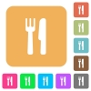 Cutlery rounded square flat icons - Cutlery flat icons on rounded square vivid color backgrounds.