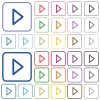 Media play outlined flat color icons - Media play color flat icons in rounded square frames. Thin and thick versions included.