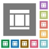 Three columned web layout square flat icons - Three columned web layout flat icons on simple color square backgrounds