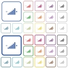 Control element outlined flat color icons - Control element color flat icons in rounded square frames. Thin and thick versions included.