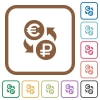 Euro Ruble exchange simple icons - Euro Ruble exchange simple icons in color rounded square frames on white background