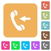 Incoming phone call rounded square flat icons - Incoming phone call flat icons on rounded square vivid color backgrounds.