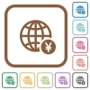 Online Yen payment simple icons - Online Yen payment simple icons in color rounded square frames on white background