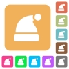 Santa hat flat icons on rounded square vivid color backgrounds. - Santa hat rounded square flat icons
