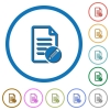 Edit document icons with shadows and outlines - Edit document flat color vector icons with shadows in round outlines on white background