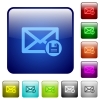 Archive mail icons in rounded square color glossy button set - Archive mail color square buttons