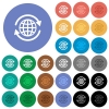 International multi colored flat icons on round backgrounds. Included white, light and dark icon variations for hover and active status effects, and bonus shades on black backgounds. - International round flat multi colored icons