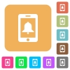 Mobile alarm rounded square flat icons - Mobile alarm flat icons on rounded square vivid color backgrounds.