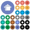 Cooking multi colored flat icons on round backgrounds. Included white, light and dark icon variations for hover and active status effects, and bonus shades on black backgounds. - Cooking round flat multi colored icons