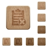 Note cancel wooden buttons - Note cancel on rounded square carved wooden button styles