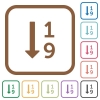 Ascending numbered list simple icons - Ascending numbered list simple icons in color rounded square frames on white background