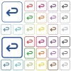 Back arrow outlined flat color icons - Back arrow color flat icons in rounded square frames. Thin and thick versions included.