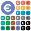 Euro sign multi colored flat icons on round backgrounds. Included white, light and dark icon variations for hover and active status effects, and bonus shades on black backgounds. - Euro sign round flat multi colored icons