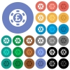 Pound casino chip multi colored flat icons on round backgrounds. Included white, light and dark icon variations for hover and active status effects, and bonus shades on black backgounds. - Pound casino chip round flat multi colored icons