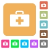 First aid kit flat icons on rounded square vivid color backgrounds. - First aid kit rounded square flat icons