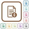 Document scrolling simple icons in color rounded square frames on white background - Document scrolling simple icons