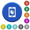 E-book round color beveled buttons with smooth surfaces and flat white icons - E-book beveled buttons