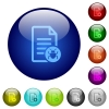 Malicious document color glass buttons - Malicious document icons on round color glass buttons