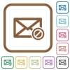 Blocked mail simple icons - Blocked mail simple icons in color rounded square frames on white background