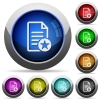 Favorite document round glossy buttons - Favorite document icons in round glossy buttons with steel frames