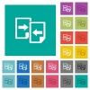 Share documents square flat multi colored icons - Share documents multi colored flat icons on plain square backgrounds. Included white and darker icon variations for hover or active effects.