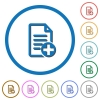 Add new document icons with shadows and outlines - Add new document flat color vector icons with shadows in round outlines on white background