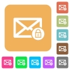 Lock mail rounded square flat icons - Lock mail flat icons on rounded square vivid color backgrounds.