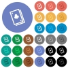 Card game multi colored flat icons on round backgrounds. Included white, light and dark icon variations for hover and active status effects, and bonus shades on black backgounds. - Card game round flat multi colored icons